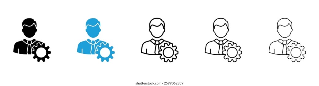 Admin icons vector illustrations in black and blue colors for web and ui designs