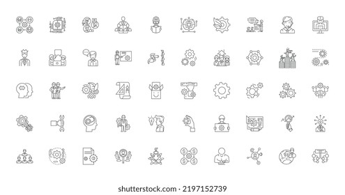 Admin ideas, linear icons, line signs set, vector collection