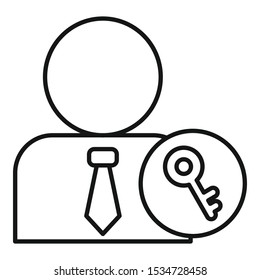 Admin key icon. Outline admin key vector icon for web design isolated on white background