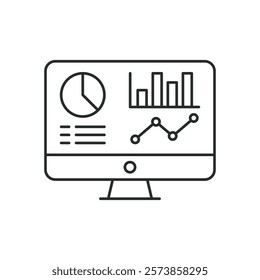 Admin line icon dashboard. Simple outline style. Template panel user, data analysis, agency, chart, business linear sign. Isolated vector illustration on a white background.