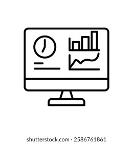 Admin line icon dashboard. Simple outline style. Template panel user, data analysis, agency, chart, business linear sign. Isolated vector illustration 