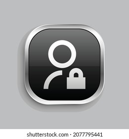 admin line icon design. Glossy Button style rounded rectangle isolated on gray background. Vector illustration