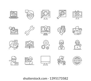 Admin line icons, signs, vector set, outline illustration concept 