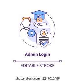Icono de concepto de inicio de sesión de administrador. Cuenta de administrador. Aprender a manejar el sistema de acceso a la idea abstracta de la ilustración de línea delgada. Dibujo de contorno aislado. Trazo editable. Fuentes Arial, Myriad Pro-Bold utilizadas