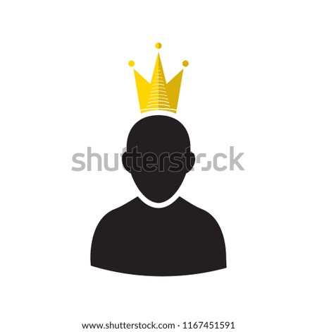 Admin Privileged Profile with Gold Crown Vector Illustration. VIP King User Icon in Flat Style. Priority Customer Concept or Logo