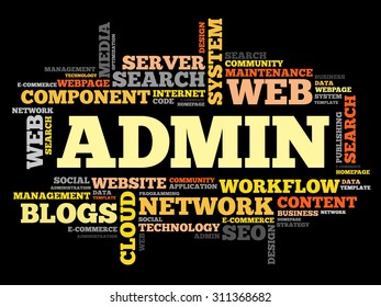 ADMIN word cloud, security concept