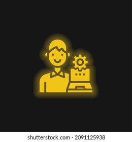 Admin yellow glowing neon icon
