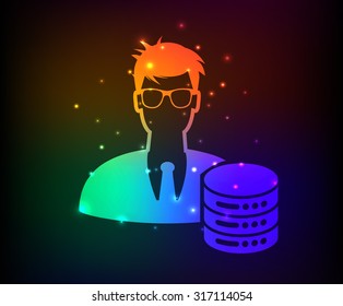 Admin,database server design,abstract rainbow concept,clean vector