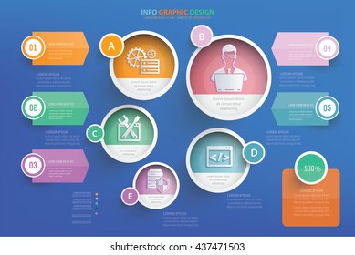 Admin,developer info graphic design on blue background,vector
