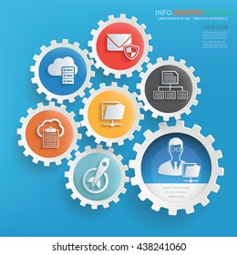 Admin,developer info graphic design on blue background,vector