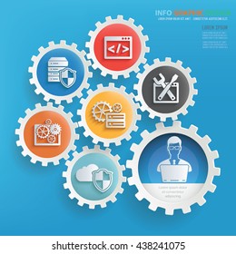 Admin,developer info graphic design on blue background,vector