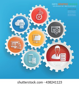 Admin,developer info graphic design on blue background,vector