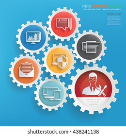 Admin,developer info graphic design on blue background,vector