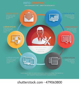 Admin,developer info graphic design on clean background,vector
