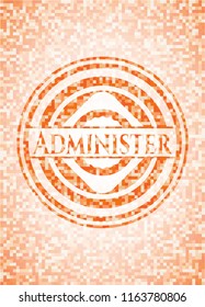 Administer abstract orange mosaic emblem with background