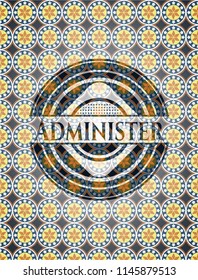 Administer arabesque badge. arabic decoration.
