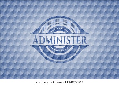 Administer blue emblem or badge with abstract geometric pattern background.