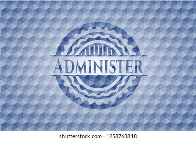 Administer blue polygonal badge.