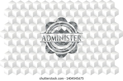 Administer grey emblem with cube white background