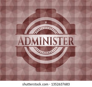 Administer red seamless emblem or badge with abstract geometric pattern background.