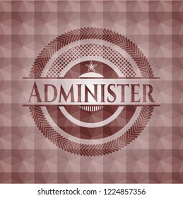 Administer red seamless emblem with geometric pattern background.