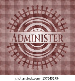 Administer red seamless geometric pattern emblem. Seamless.