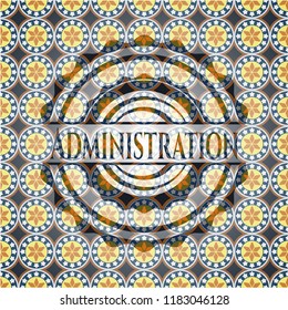 Administration arabic badge background. Arabesque decoration.