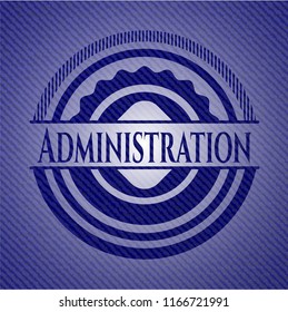 Administration badge with denim texture