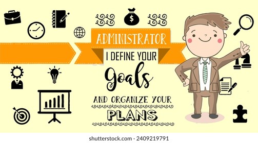administration banner fun businessman vector