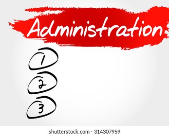 ADMINISTRATION blank list, business concept