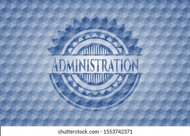Administration blue badge with geometric background. Vector Illustration. Detailed.