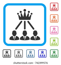 Administration Crown icon. Flat gray iconic symbol inside a light blue rounded squared frame. Black, gray, green, blue, red, orange color additional versions of Administration Crown vector.