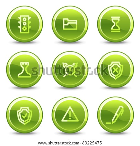 Administration icons, green circle glossy buttons
