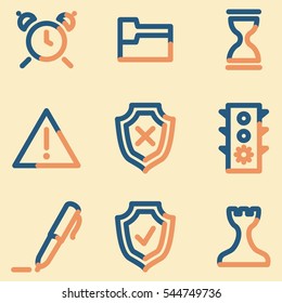Iconos de administración, contorno azul claro