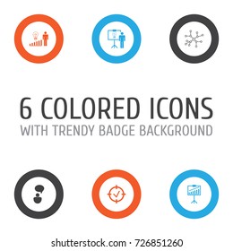 Administration Icons Set. Collection Of Approved Target, Conversation, Solution Demonstration And Other Elements. Also Includes Symbols Such As Conversation, Chat, Progress.
