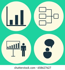 Administration Icons Set. Collection Of Opinion Analysis, Bar Chart, System Structure And Other Elements. Also Includes Symbols Such As Graph, Bar, Connection.