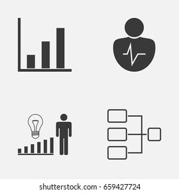 Administration Icons Set. Collection Of Personal Character, System Structure, Decision Making And Other Elements. Also Includes Symbols Such As Management, Connection, Graph.