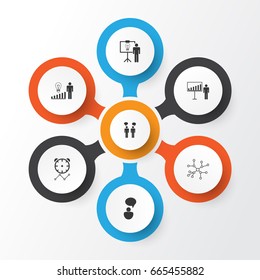 Administration Icons Set. Collection Of Project Presentation, Conversation, Solution Demonstration And Other Elements. Also Includes Symbols Such As Improvement, Solution, Management.