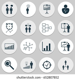 Administration Icons Set. Collection Of Solution Demonstration, Decision Making, Planning And Other Elements. Also Includes Symbols Such As Deadline, Project, Communication.