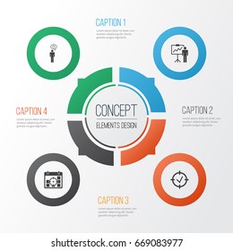 Administration Icons Set. Collection Of Special Demonstration, Planning, Approved Target And Other Elements. Also Includes Symbols Such As Success, Presentation, Project.
