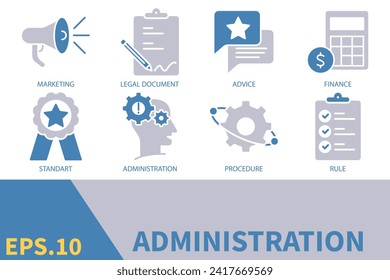 administration icons set . administration pack symbol vector elements for infographic web