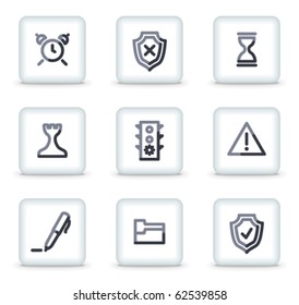 Administration icons, white square glossy buttons