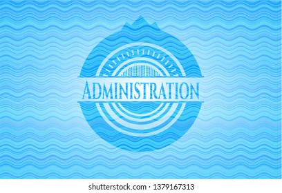 Administration light blue water wave emblem background.