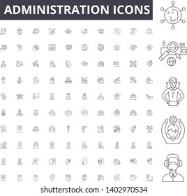 Administration line icons, signs, vector set, outline illustration concept 