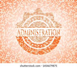 Administration orange mosaic emblem. Vector Illustration. Detailed.
