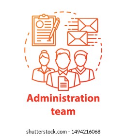 Administration team concept icon. Organization department idea thin line illustration. Office managers team. Company staff. Corporate management personnel. Vector isolated drawing