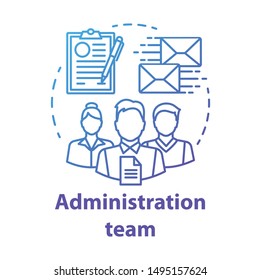 Administration team concept icon. Organization department idea thin line illustration. Office managers team. Company staff. Corporate management personnel. Vector isolated drawing