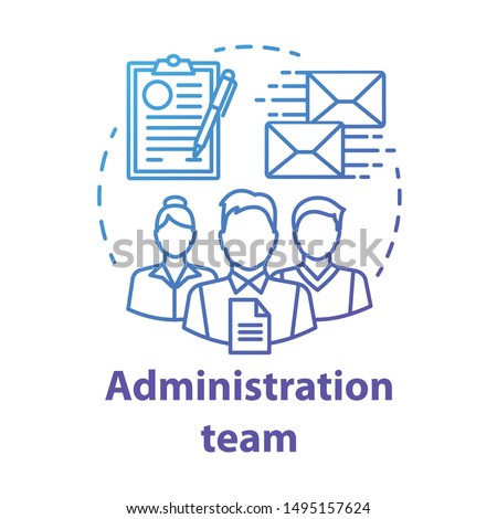 Administration team concept icon. Organization department idea thin line illustration. Office managers team. Company staff. Corporate management personnel. Vector isolated drawing
