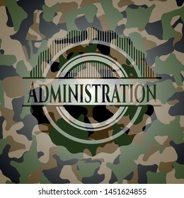 Administration written on a camouflage texture. Vector Illustration. Detailed.