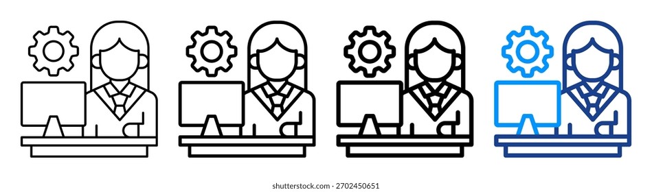 Conjunto de Colecciones de contorno diferente del icono del asistente administrativo